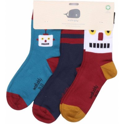 WALKIDDY Dětské ponožky (3 páry) Robots Friends BIO