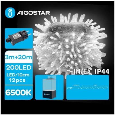 Aigostar B.V. Aigostar - LED Venkovní vánoční řetěz 200xLED/8 funkcí 23m IP44 studená bílá B10303JH6 – Hledejceny.cz