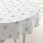Biante Teflonový kulatý ubrus TF-101 Vánoční šedé vločky na bílém Ø 80 cm – Hledejceny.cz