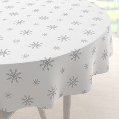 Biante Teflonový kulatý ubrus TF-101 Vánoční šedé vločky na bílém Ø 80 cm – Hledejceny.cz