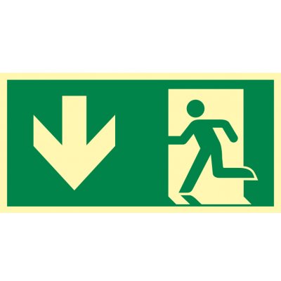 Únikový východ nad dveře ISO 7010 - fotoluminiscenční fotoluminscenční plast 200 x 100 mm – Zboží Dáma