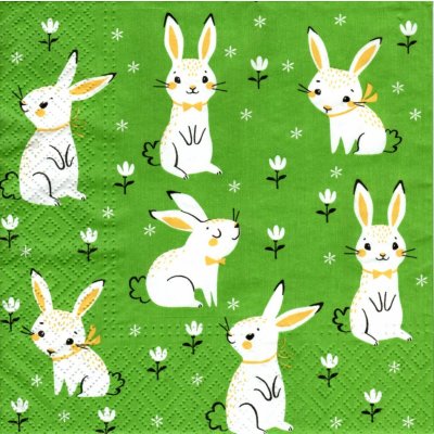 Ubrousek UBR70 16x16 cm ZAJÍČCI NA LOUCE – Sleviste.cz