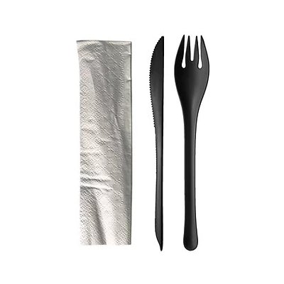 Cookplay Set jednorázových příborů Chikio EKO Set 2 Black černý 50 setů