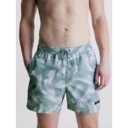 Calvin Klein pánské plavecké šortky se stahovací šňůrkou KM0KM00813 0H8 zelená-vzor