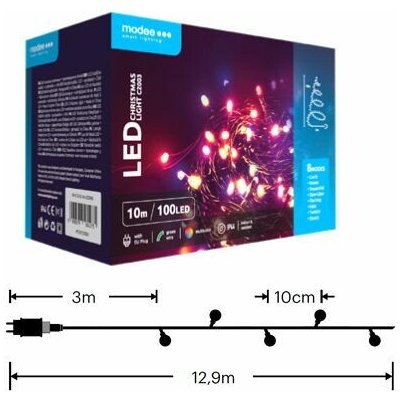Modee ML-C2003 100LED 10m vánoční řetěz , barevná 8 programů IP44 – Hledejceny.cz