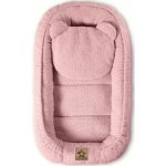 Baby Nellys Oboustranné hnízdečko s polštářkem Teddy Boucle pudrově růžová – Hledejceny.cz