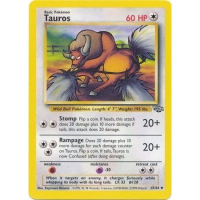 Pokémon kusová karta JU 47/64 Tauros - Jungle Stav: Excellent