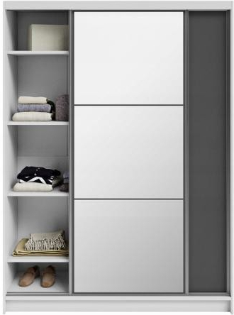 DobreSny Denve 160 x 218 x 60,3 cm šedá / bílá se zrcadlem
