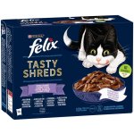 Felix Tasty Shreds s hovězím kuřetem kachnou krůtou ve šťávě 12 x 80 g – Hledejceny.cz