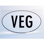 VEG (vegan, vegetarián) samolepka černo bílá velká - 13,8cm – Zboží Živě