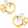 Náušnice Šperky eshop náušnice ze zlata třpytivý čirý briliant velký a malý kroužek BT501.31