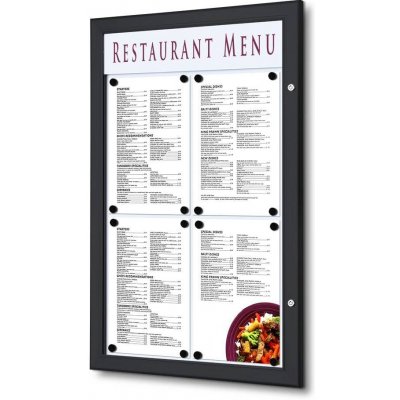 A-Z Reklama CZ Venkovní vitrína MENU BOARD SCZ4xA4C9005 na Menu pro prospekty 4 x A4 - Černá