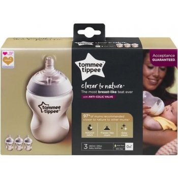 Tommee Tippee kojenecká láhev C2N 3 ks transparentní 260ml