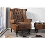 Anvicti1 Chesterfield antik hnědé mikrovlákno – Zboží Mobilmania