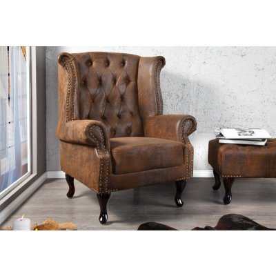 Anvicti1 Chesterfield antik hnědé mikrovlákno – Zboží Mobilmania