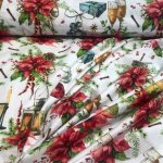Vánoční bavlněná látka, metráž, šíře 160 cm, Lampa a Skleničky – Zboží Dáma