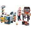 Dětský obchůdek Smoby Set obchod elektronický smíšené zboží s chladničkou Maxi Market a pracovní dílna s kamionem a kufříkem s nářadím