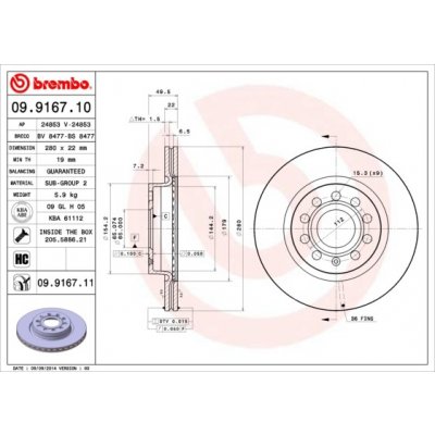09.9167.11 BREMBO Brzdový kotouč | Zboží Auto