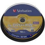 Verbatim DVD+RW 4,7GB 4x, SERL, spindle, 10ks (43488) – Zboží Mobilmania