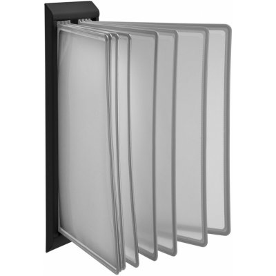 A-Z Reklama CZ nástěnný černý kovový držák s 10 šedými kapsami na A4 – Zboží Živě
