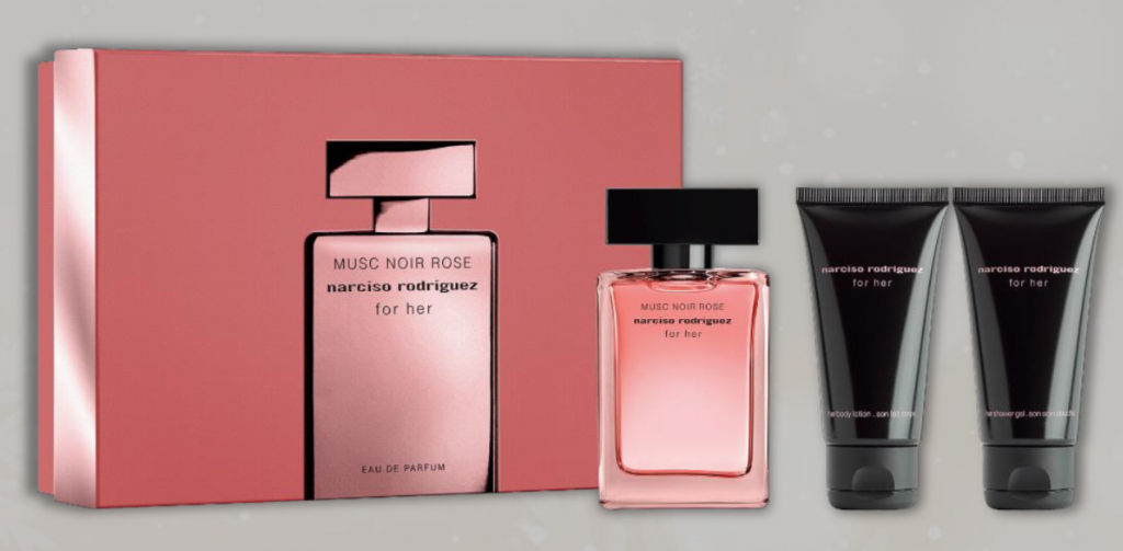 Narciso Rodriguez For Her Musc Noir Rose EDP 50 ml + tělové mléko 50 ml + sprchový gel 50 ml dárková sada