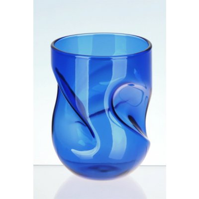 DT GLASS Modrá Cool sklenička z láhve od vína se symetricky tvarovaným dekorem a oblým dnem ů v hnědé krabičce 150 ± 5 mm 6 x 350 ml – Zboží Mobilmania