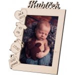 ČistéDřevo Dřevěný fotorámeček se jménem k narození dítěte 13 x 18 cm – Zboží Živě