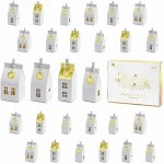 PartyDeco Adventní kalendář Domečky s čísly bílá zlatá – Sleviste.cz