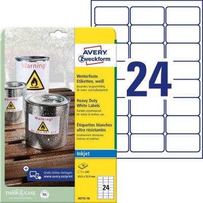 Avery-Zweckform L7912-40 polyethylenová fólie bílá 63,5 x 33,9 mm 960 ks – Zboží Mobilmania