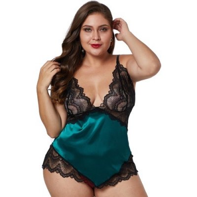 VšeNaSex.cz Dámská košilka s kahotkami Green Lace Silky Satin – Zboží Mobilmania