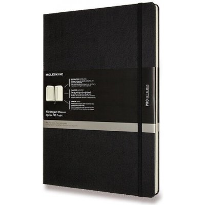 Moleskine Zápisník PRO Project Planner tvrdé desky A4, čistý linkovaný ČERNÝ – Zboží Mobilmania