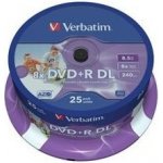 Verbatim DVD+R DL 8,5GB 8x, printable, spindle, 25ks (43667) – Zboží Živě