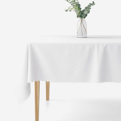 Goldea sváteční hranatý teflonový ubrus bílý s lesklými obdélníčky 120x120 cm – Hledejceny.cz