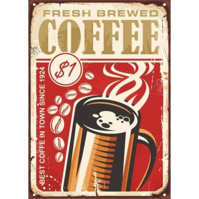 Umělecký tisk Fresh brewed coffee vintage sign design, lukeruk, (30 x 40 cm) – Hledejceny.cz