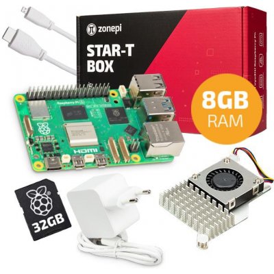 Zonepi Oficiální sada s Raspberry Pi 5 (8GB RAM) + chladič + 32GB microSD + příslušenství 74966 – Hledejceny.cz