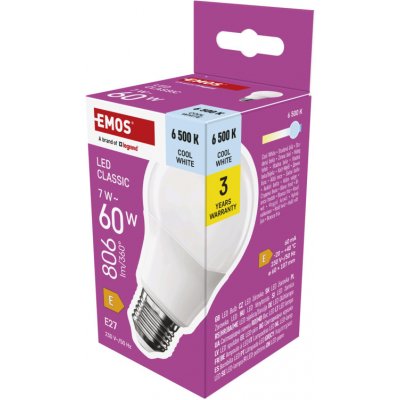 Emos LED CLS A60 7W 60W 806lm E27 CW – Hledejceny.cz
