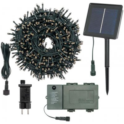 Xmas King XmasKing LED řetěz 25m 500 LED na baterie solární trafo 230V venkovní teplá bílá