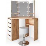 Vicco Rohový toaletní stůl Arielle Zlatý dub/bílý – Zboží Mobilmania