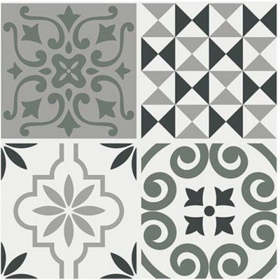 Crearreda Samolepicí dekorace Tile Cover Brown 31219 Kachlík, hnědo-bílé ornamenty 3 archy 20x20 cm – Zboží Dáma