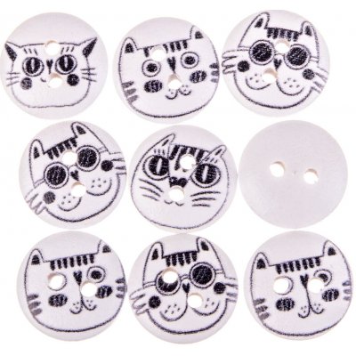Knoflík 15 mm dřevěný kočka – Zboží Mobilmania