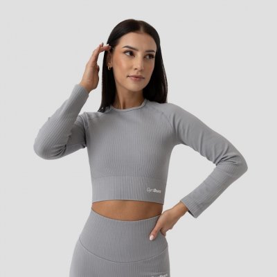 GymBeam FLO Ribbed Crop-Top Grey – Zboží Mobilmania