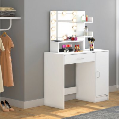 Casaria toaletní stolek Jocelyn bílý LED – Zboží Dáma