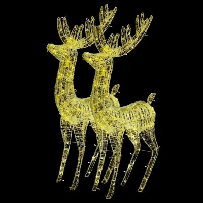 vidaXL XXL Akryloví vánoční sobi s 250 teplými bílými LED 2 ks 180 cm – Hledejceny.cz