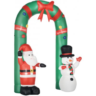 Nafukovací oblouk HOMCOM se Santou Clausem a sněhulákem, LED osvětlení, integrovaný ventilátor, 198 x 80 x 245 cm – Hledejceny.cz