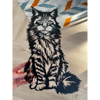 Vsepropejska Mainská mývalí kočka dřevěná dekorace na zeď Rozměr (cm): 38 x 25 – Hledejceny.cz