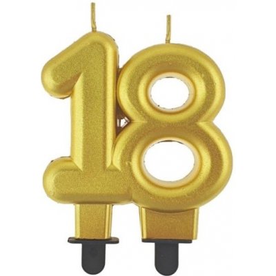 Godan SVÍČKA číslice 18 zlatá metalická 8 cm – Zboží Mobilmania