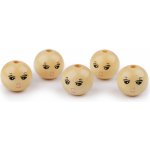 Dřevěné korálky s obličejem Ø22 mm Varianta: 2 přírodní sv., Balení: 5 ks – Zboží Dáma