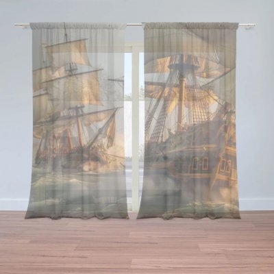 Sablio Záclony Plachetnice ve vlnách: 2ks 150x250cm – Hledejceny.cz