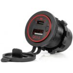 AMIO Nabíječka do auta s USB A a USB C QC3.0 12/24V vodotěsná