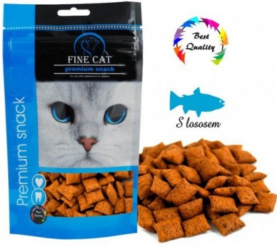 Fine Cat Plněné polštářky S LOSOSEM 80 g